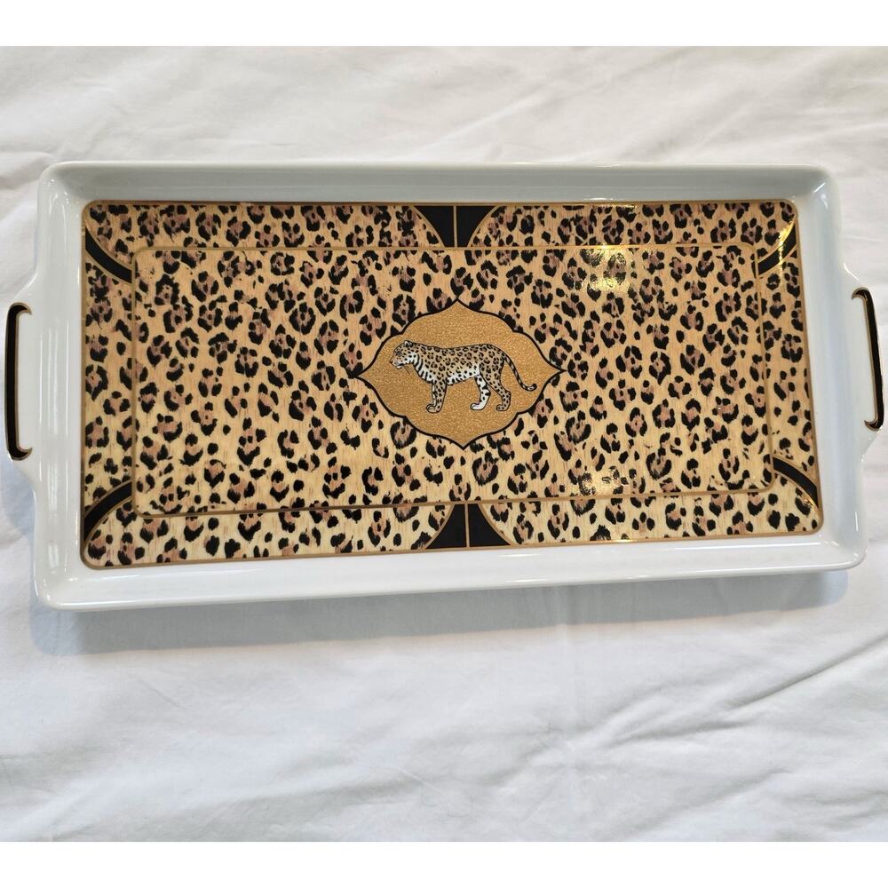 Lynn Chase Amazonian Jaguar Tray (1994) 24K Gold 13.5” Collectable Mobwife